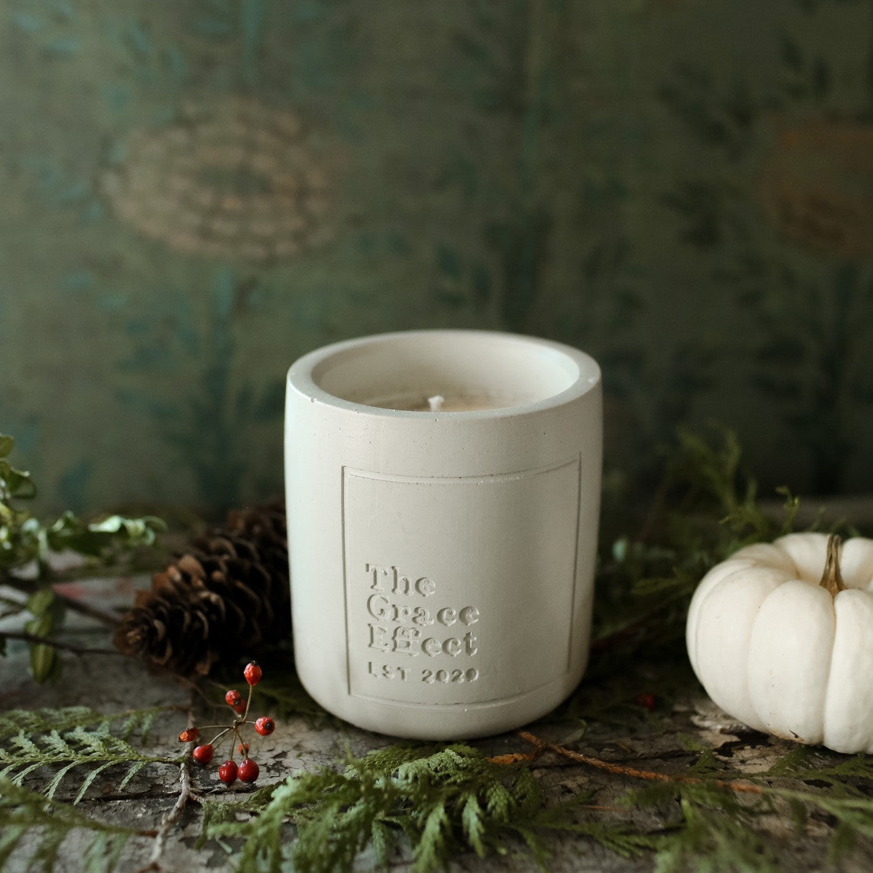 Holiday candle, cement candle, The Grace Effect